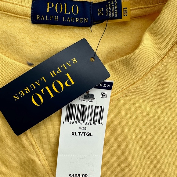 Polo Ralph Lauren Men XLT TeddyBear Beach Ball Yellow Crew Sweatshirt SweaterNWT - Picture 5 of 7